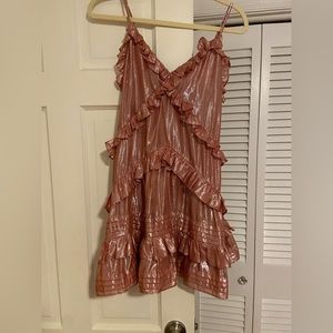 Rebecca Taylor metallic chiffon ruffle dress